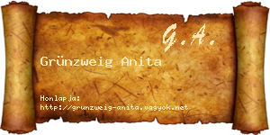 Grünzweig Anita névjegykártya